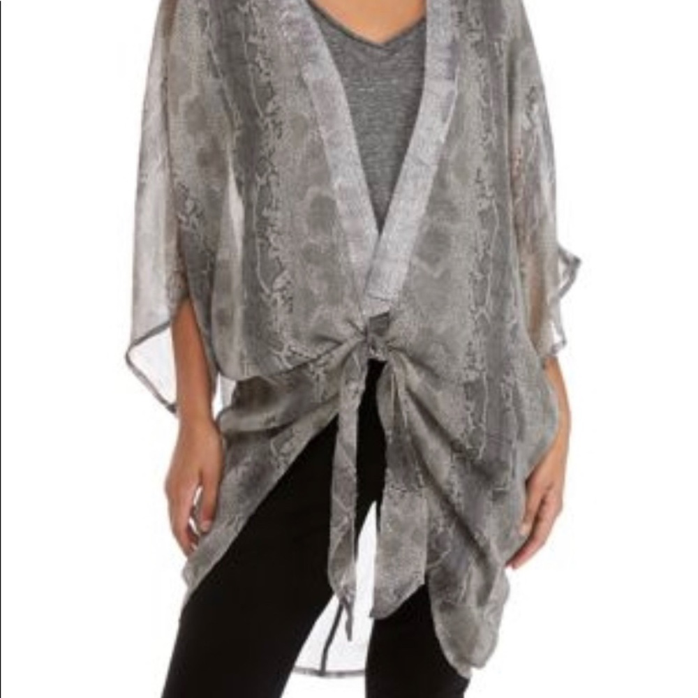 Grey snakeskin tie front wrap